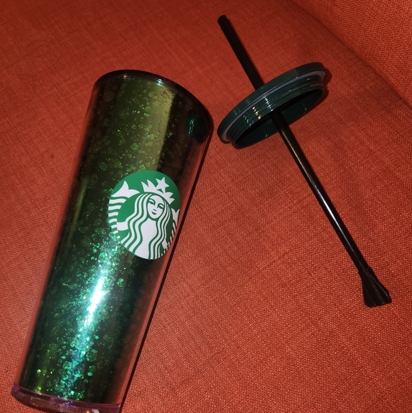 2019 Starbucks green Christmas limited edition 24 oz tumbler cup thermos Sparkle - Picture 5 of 7